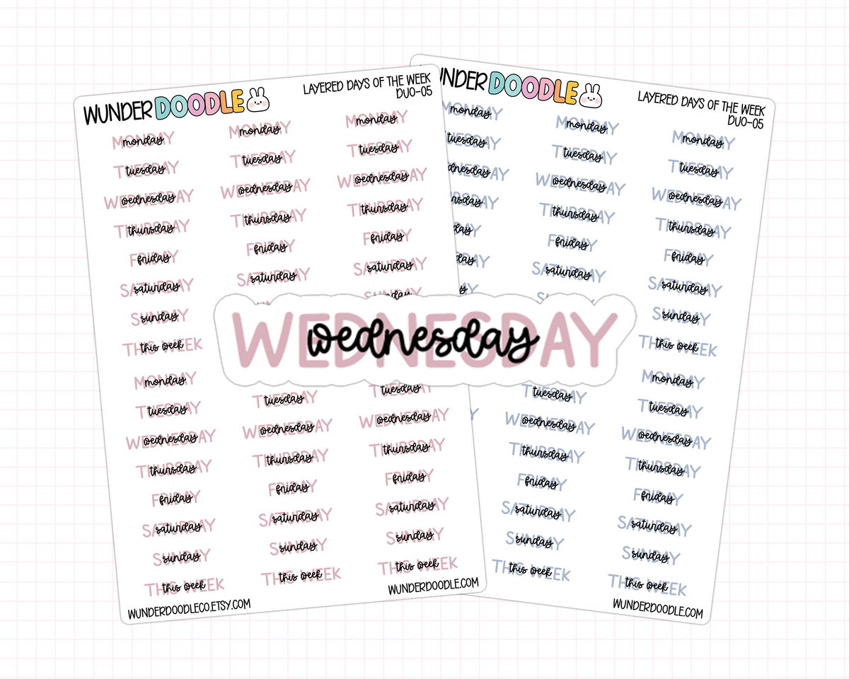 Layered Days of the Week Planner Stickers | DUO-05