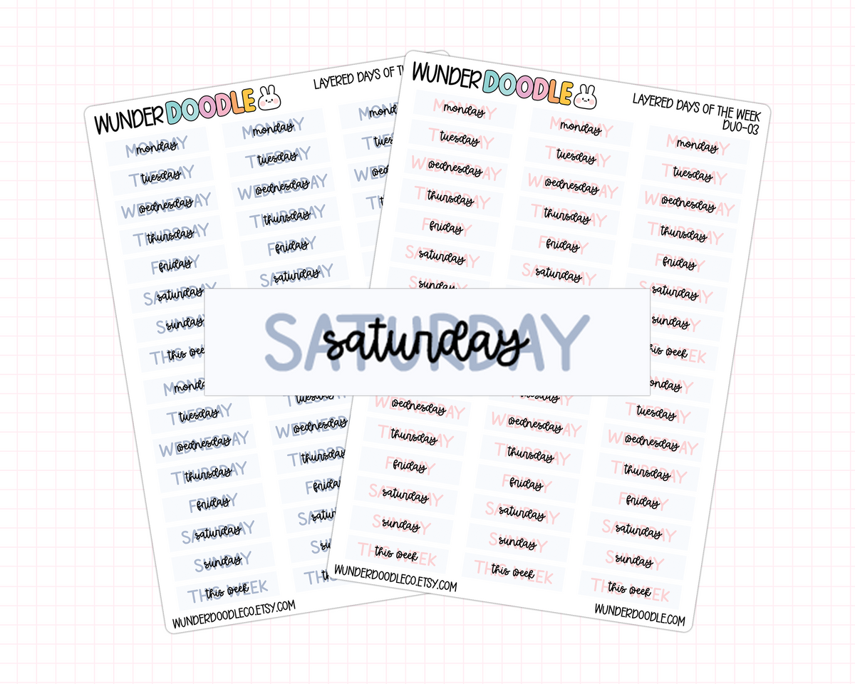 Layered Days of the Week Planner Stickers | DUO-03