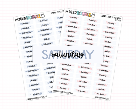 Layered Days of the Week Planner Stickers | DUO-03
