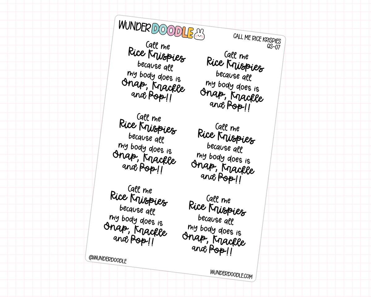 Call Me Rice Krispies Stickers | QS-07