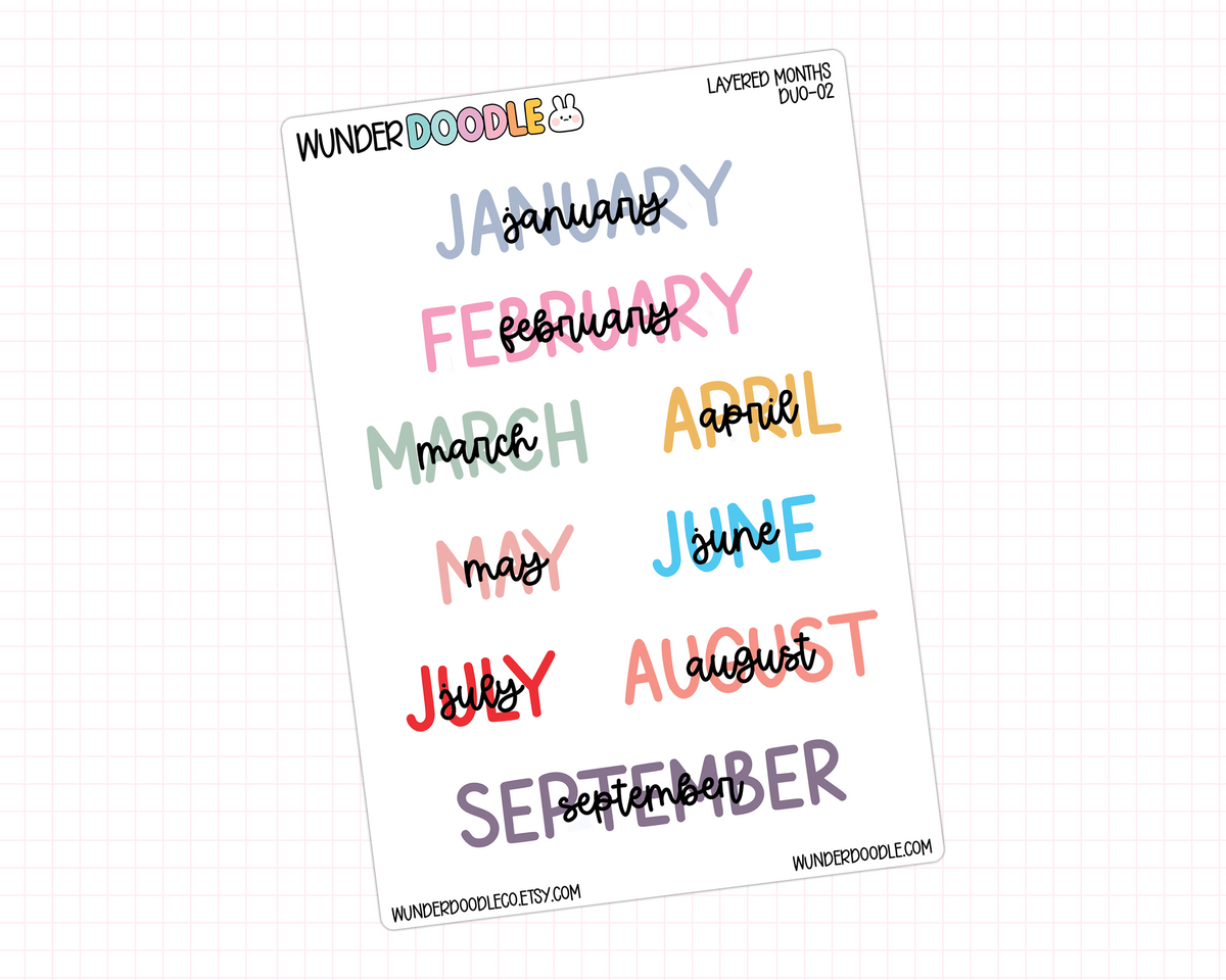 Layered Months Planner Stickers | DUO-02