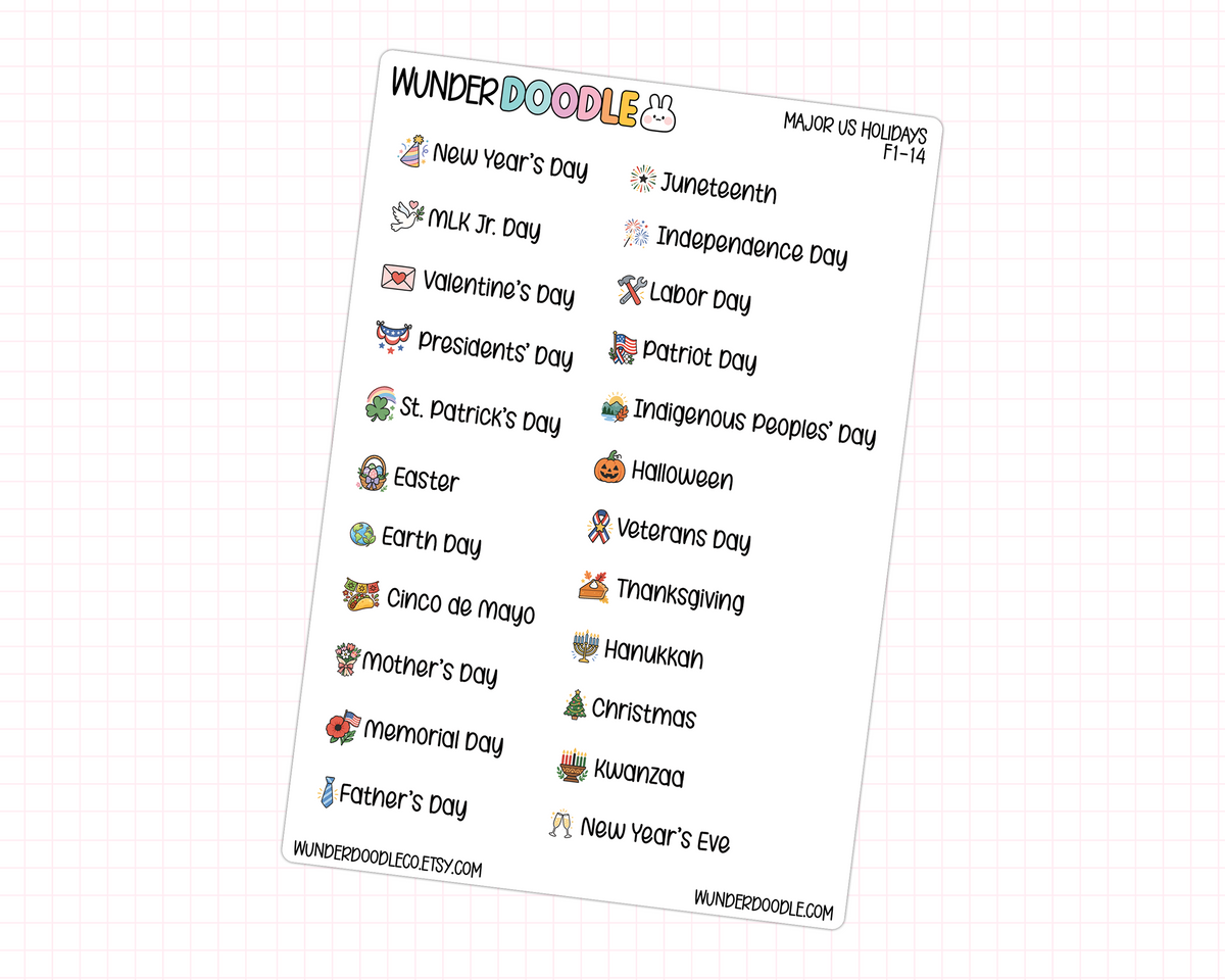 US Holiday Planner Stickers | F1-14