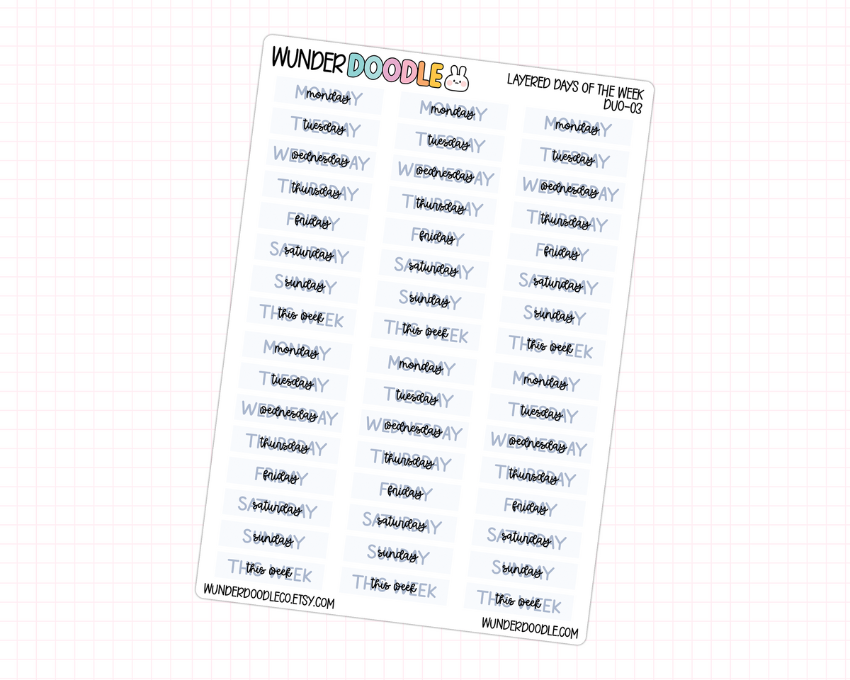 Layered Days of the Week Planner Stickers | DUO-03