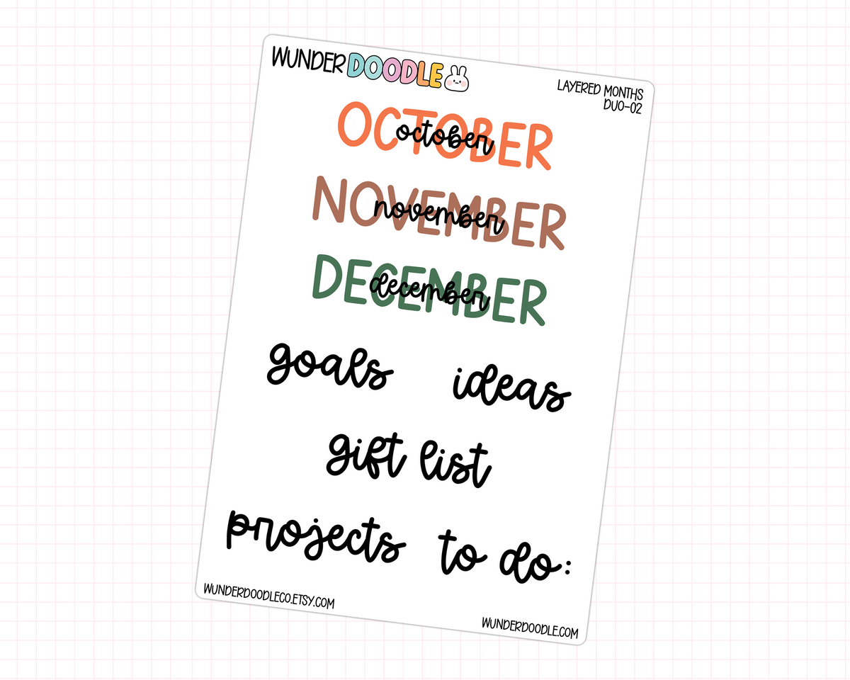 Layered Months Planner Stickers | DUO-02