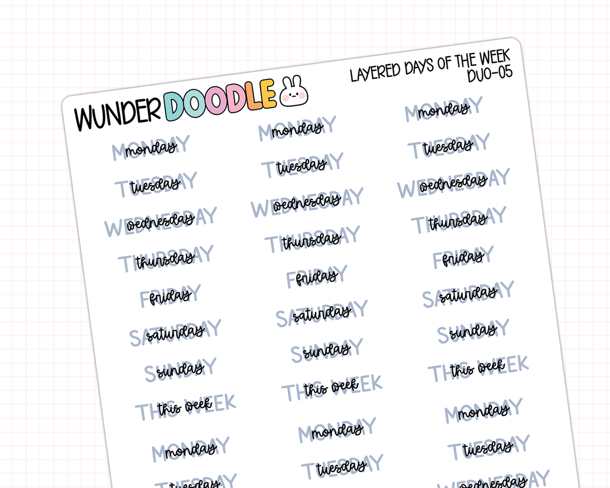 Layered Days of the Week Planner Stickers | DUO-05