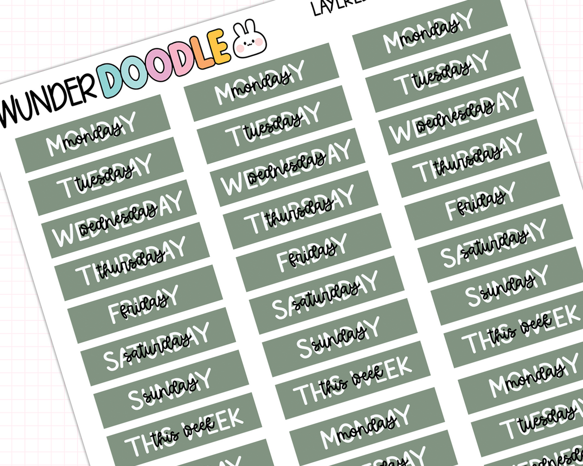 Layered Days of the Week Planner Stickers | DUO-04