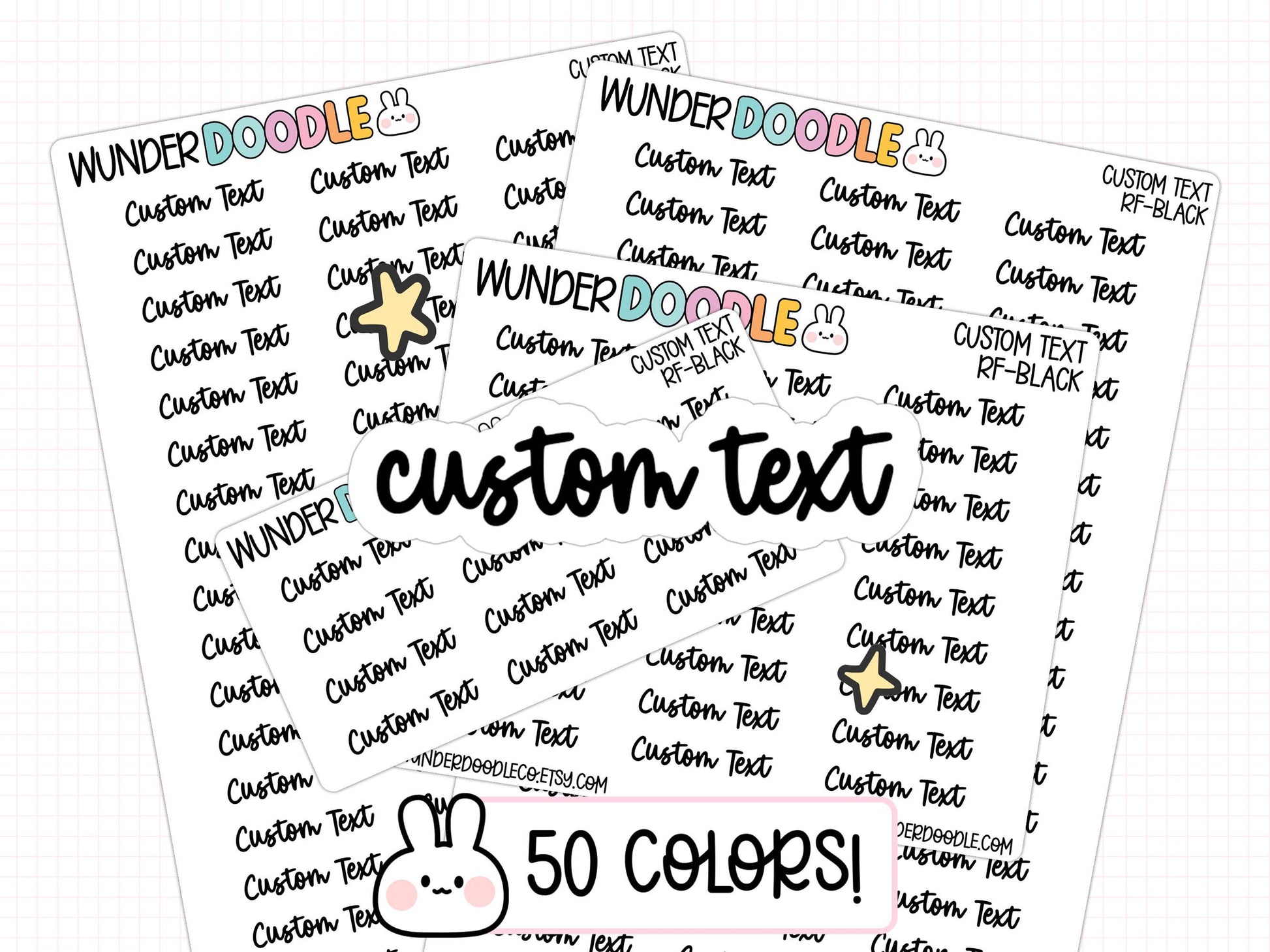 custom text planner stickers, custom planner stickers, custom script stickers, script stickers