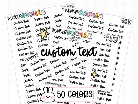 custom text planner stickers, custom planner stickers, custom script stickers, script stickers