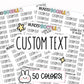 custom text planner stickers, custom stickers, custom planner stickers, functional stickers