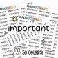 important planner stickers, important stickers, reminder stickers, functional stickers, script stickers