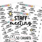 staff meeting planner stickers, staff meeting stickers, work stickers, teacher planner, teacher stickers
