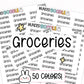 groceries stickers, grocery planner stickers, functional planner stickers, functional planning