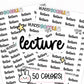 lecture stickers, lecture planner stickers, college stickers, college planner