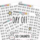 day off stickers, day off planner stickers, work stickers, work schedule planner stickers