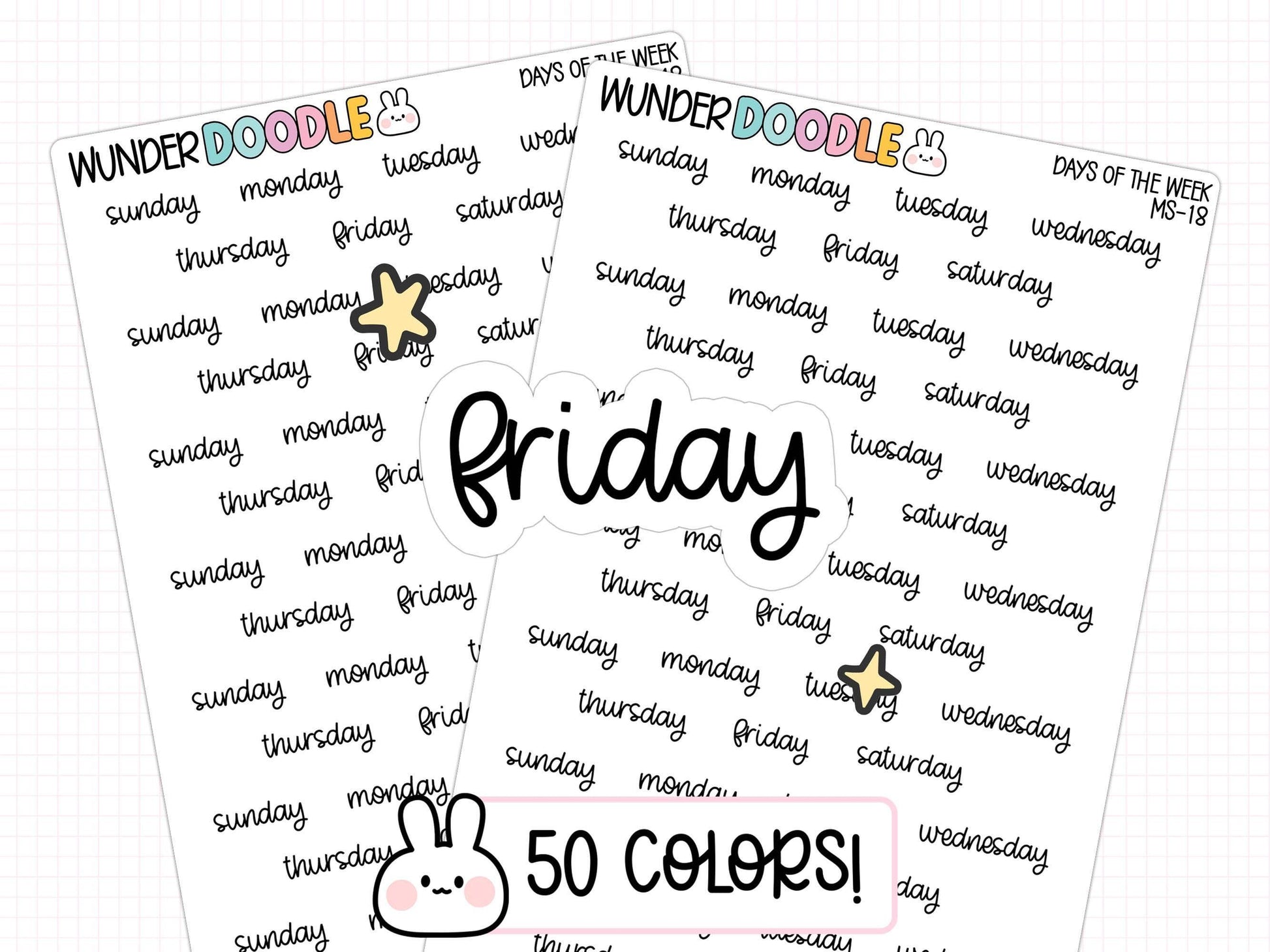 days of the week stickers, week stickers, day label stickers, planner stickers, functional stickers