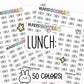 lunch planner stickers, lunch stickers, meal tracker stickers, food log, food tracker stickers