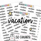 vacation planner stickers, vacation stickers, trip planner, PTO stickers, work schedule, functional stickers, script stickers