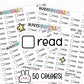 read planner stickers, assignment stickers, homework stickers, school planner stickers