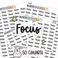 focus planner stickers, functional stickers, focus stickers, ADHD planner, journal stickers, goal planner