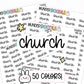 church planner stickers, functional stickers, faith planner stickers, text stickers