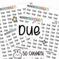 due planner stickers, due date stickers, due stickers, functional planner stickers, planning stickers