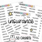 insurance stickers, insurance planner stickers, bills to pay stickers, bill stickers, budget stickers, functional stickers