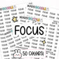 focus planner stickers, focus stickers, functional stickers, goal planning, to do stickers