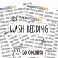 wash bedding planner stickers, wash sheets stickers, cleaning stickers, cleaning checklist, cleaning schedule, functional stickers