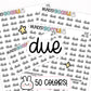 due planner stickers, due date stickers, deadline stickers, sticker sheet, ADHD planner stickers, weekly planner stickers, functional stickers
