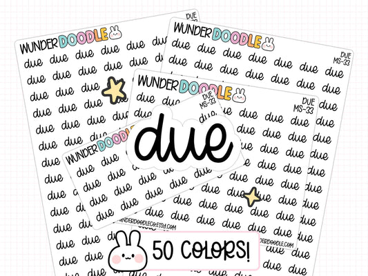 due planner stickers, due date stickers, deadline stickers, sticker sheet, ADHD planner stickers, weekly planner stickers, functional stickers