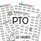 PTO planner stickers, paid time off stickers, day off stickers, work stickers, functional planner stickers
