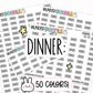 dinner planner stickers, dinner stickers, meal tracker stickers, food log stickers, meal tracking stickers