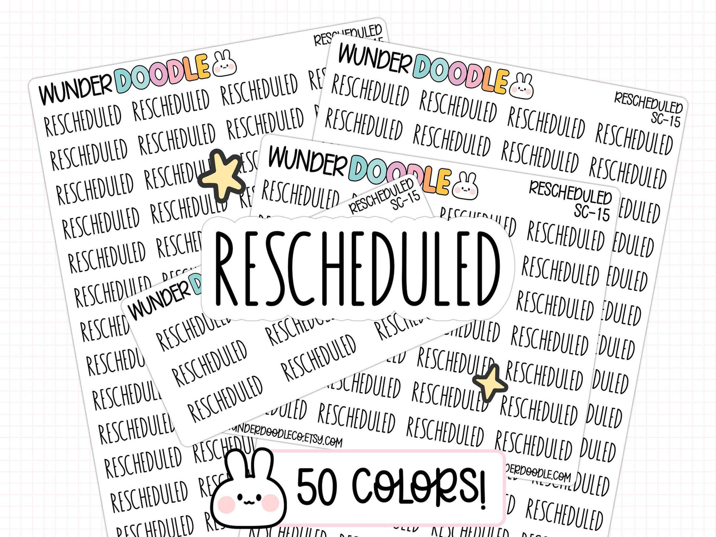 rescheduled stickers, rescheduled planner stickers, sticker sheet, event stickers, cancelled stickers, functional stickers