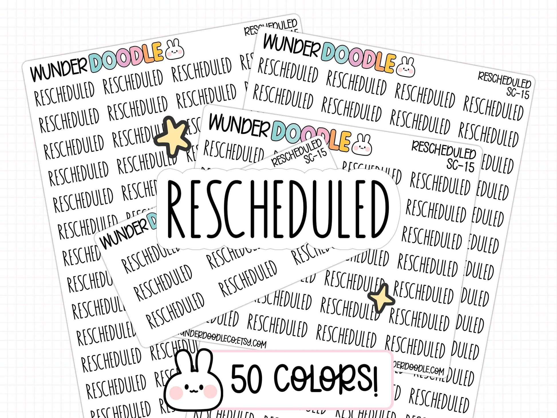 rescheduled stickers, rescheduled planner stickers, sticker sheet, event stickers, cancelled stickers, functional stickers