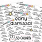 early dismissal stickers, planner stickers, school planner stickers, academic planner stickers