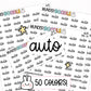 auto planner stickers, car payment stickers, auto loan stickers, bill payment stickers, bill due stickers, car loan stickers