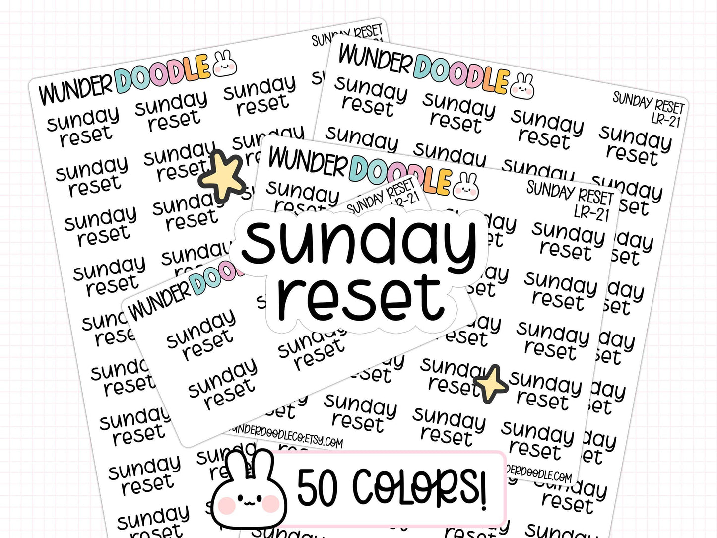 sunday reset planner stickers, planner labels, sticker sheets, planning stickers