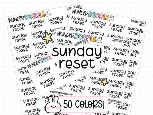sunday reset planner stickers, planner labels, sticker sheets, planning stickers