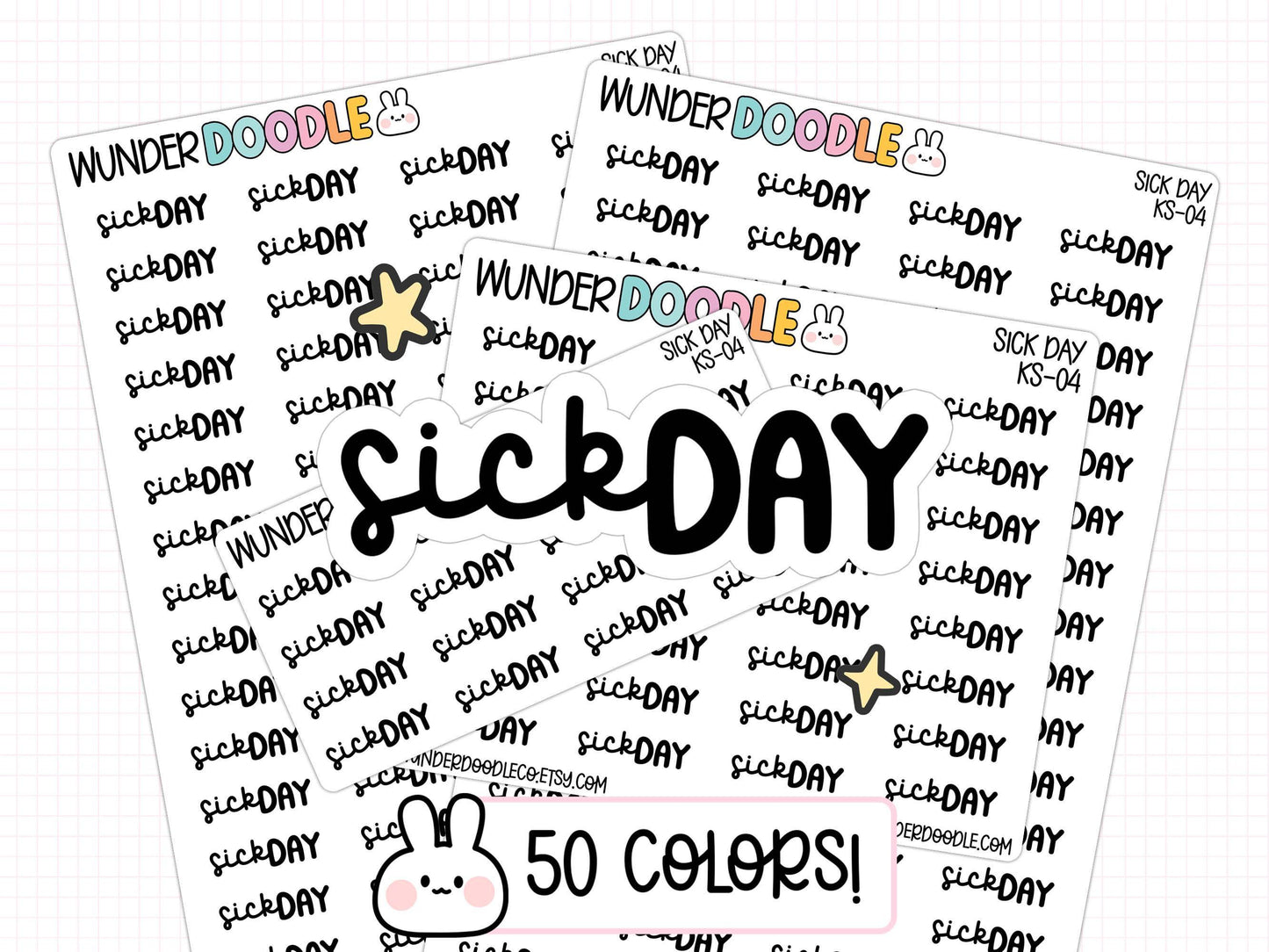 sick day planner stickers, sick day stickers, PTO stickers, sticker sheet, functional stickers, text stickers, script stickers, work stickers