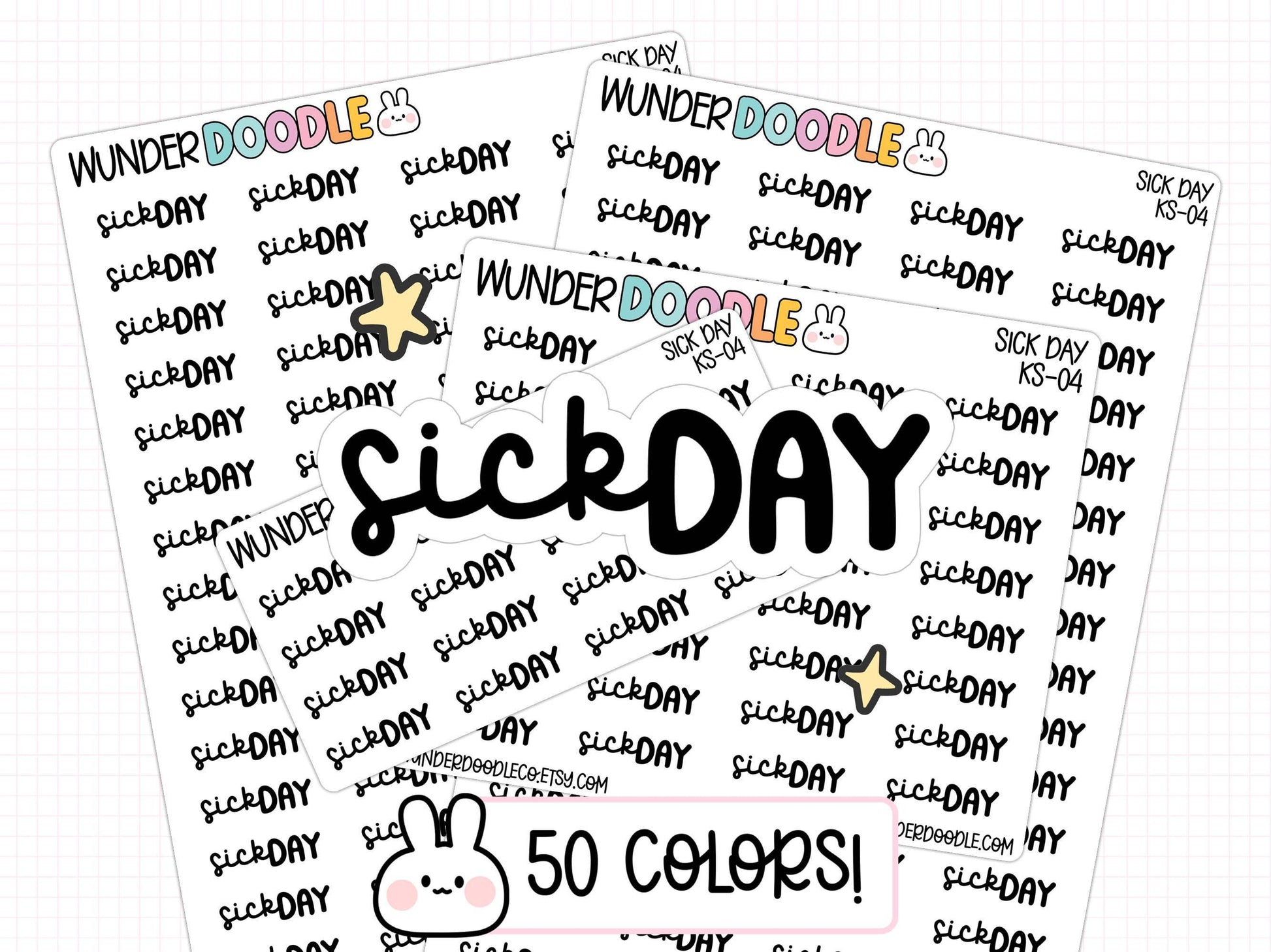 sick day planner stickers, sick day stickers, PTO stickers, sticker sheet, functional stickers, text stickers, script stickers, work stickers