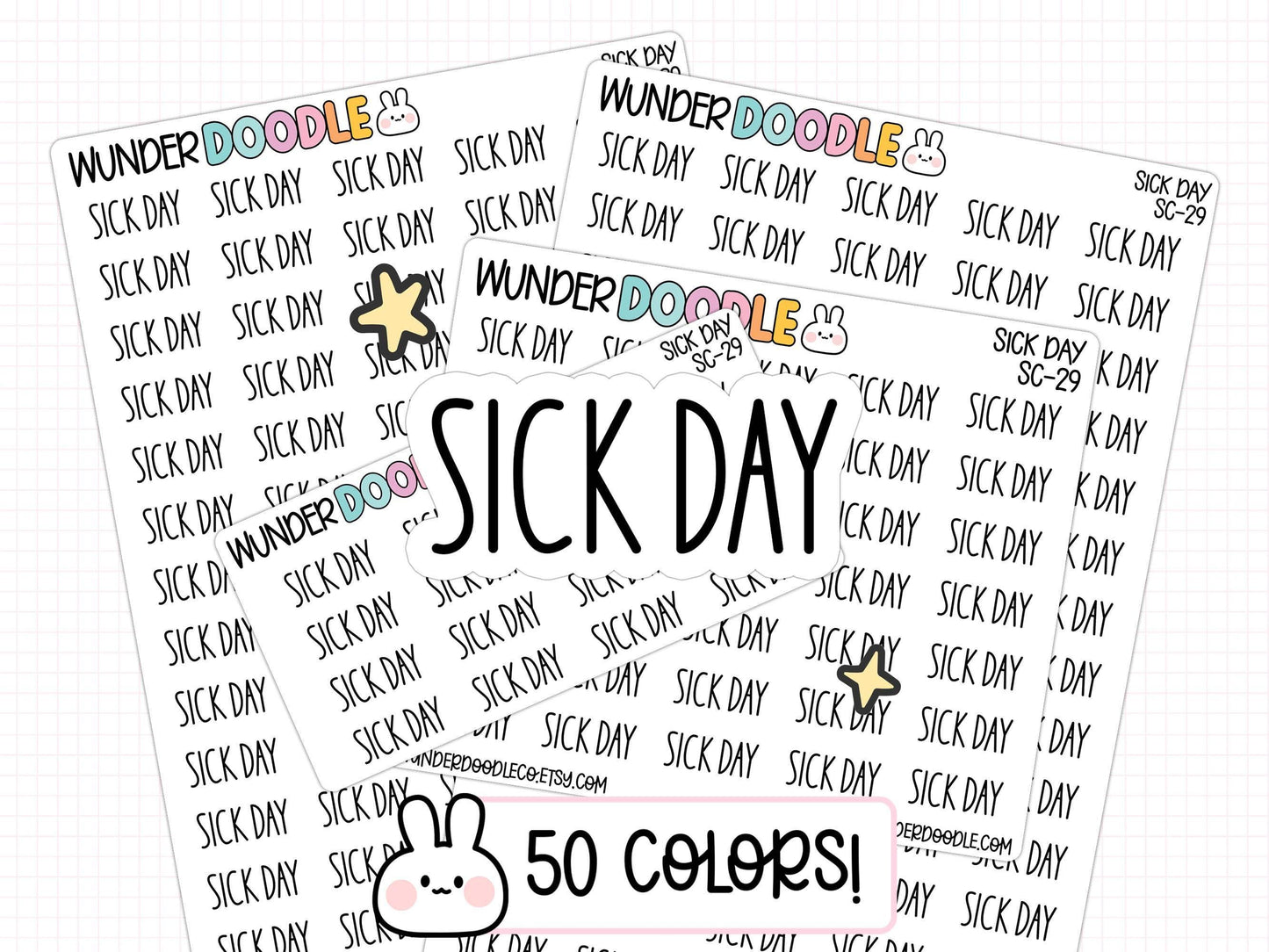 sick day planner stickers, sick day stickers, work stickers, school stickers