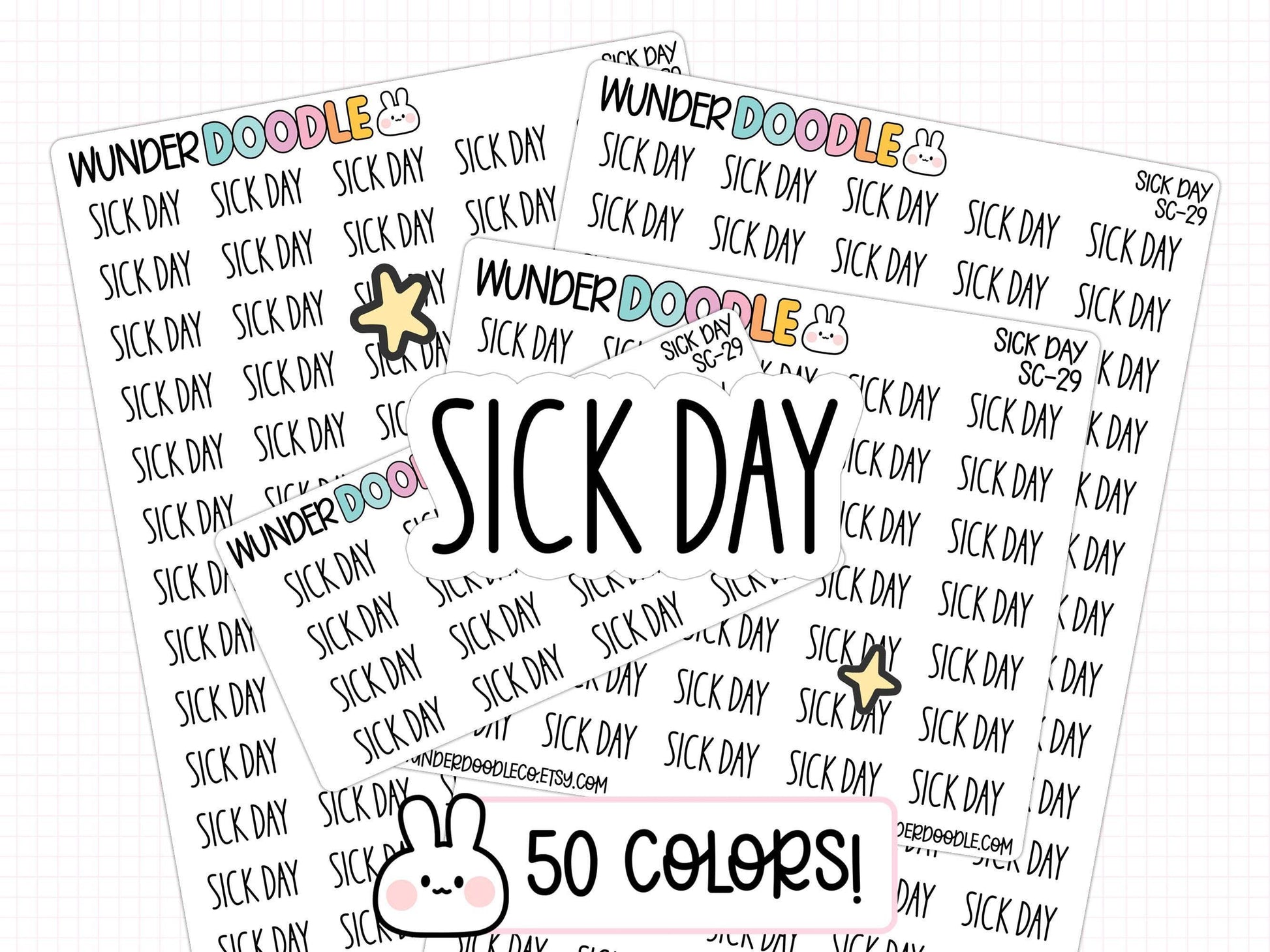 sick day planner stickers, sick day stickers, work stickers, school stickers