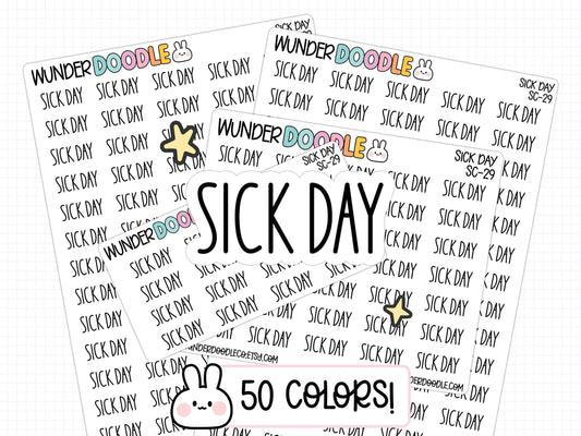 sick day planner stickers, sick day stickers, work stickers, school stickers