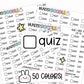 quiz planner stickers, quiz stickers, test stickers, school planner stickers