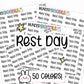 rest day planner stickers, rest day stickers, fitness stickers, exercise planner stickers, gym stickers, gym planner stickers