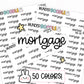 mortgage stickers, mortgage planner stickers, bill planner stickers, bill stickers, functional planner stickers, functional stickers, bill tracker stickers