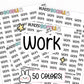 work planner stickers, work stickers, productivity stickers, productivity planner, text stickers, word stickers