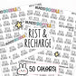 rest planner stickers, me time stickers, rest day stickers, functional stickers, planner stickers, weekly planner stickers