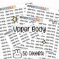 Upper body stickers, gym stickers, gym planner stickers, fitness stickers, fitness planner stickers, sticker sheets, planner sticker