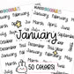 month stickers, month planner stickers, bullet journal stickers